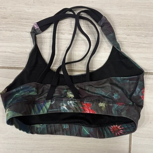 lululemon athletica Women's Tropical Print Sports Bra - Black and Green - Picture 5 of 8